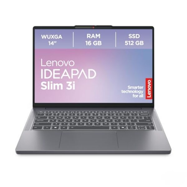 Lenovo IdeaPad Slim 3i Laptop | 14″ WUXGA Display | Intel Core i5 13420H | 16GB RAM | 512GB SSD | Intel UHD Grafik | Win11 | QWERTZ | Luna Grau | 3 Monate Premium Care