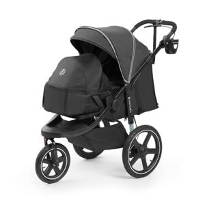 Ickle Bubba Venus Jogger Pro Prime Kinderwagen – 3-Rad-Geländekinderwagen (Geburt bis 22 kg) mit Selbstverriegelung und Zubehör (Gris anthracite)