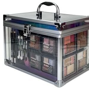 bonvoyage, Colour Delights Makeup Set, Schminkset mit Lippenstift, Lidschatten, Rouge, Maniküre- und Pediküreset und Mehr, Modischer, Transparenter Koffer