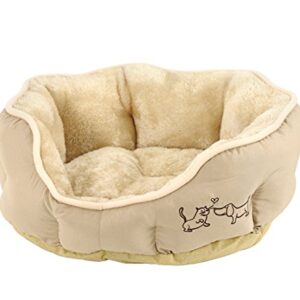 Dehner Lieblinge Hundebett und Katzenbett Sammy, oval, ca. 45 x 40 x 14 cm, Polyester, beige
