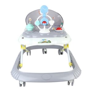 4 in 1 Lauflernhilfe, Lauflernwagen, Baby Walker, Licht & Rädern, Gehfrei Baby ab 6 Monaten, 12kg Belastbar (67 x 72 x 92 cm – Grau (B))