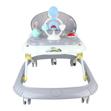 4 in 1 Lauflernhilfe, Lauflernwagen, Baby Walker, Licht & Rädern, Gehfrei Baby ab 6 Monaten, 12kg Belastbar (67 x 72 x 92 cm – Grau (B)) - Produktbild