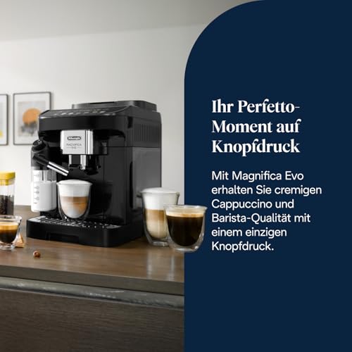De’Longhi Magnifica Evo - Perfetto Kaffeevollautomat mit LatteCrema-Milchaufschäumer, 7 One-Touch-Getränke, Cappuccino, Espresso Kaffeemaschine, Soft-Touch-Bedienfeld, Schwarz (ECAM292.81.B) – Bild 3
