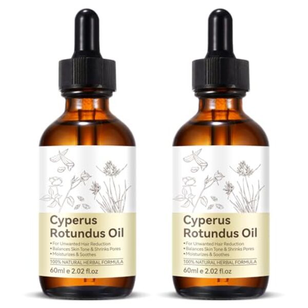 Cyprus Rotundus Oil for Hair Removal 2pcs – Reducing Body Hair Growth | 100% Pure Cyperus Rotundus Essential Oil for Smooth Skin & Hair Removal, 60ml