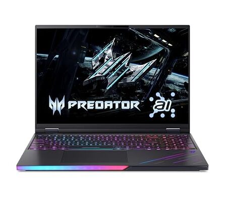 acer Predator Helios 16 AI OLED (PH16-73-94FB) Gaming Laptop 16" WQXGA OLED 240Hz Display, Intel Core Ultra 9 275HX, 64 GB RAM, 2x1 TB SSD, NVIDIA GeForce RTX 5090, Windows 11, QWERTZ Tastatur