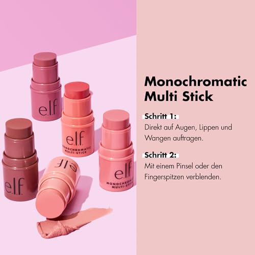 e.l.f. Monochromatischer Multi Stick, Luxuriös cremige & verblendbare Farbe, für Augen, Lippen & Wangen, Vegan & Tierversuchsfrei, Dazzling Peony – Bild 5