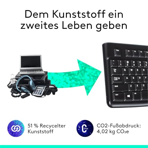 Logitech K120 Kabelgebundene Tastatur für Windows, USB Plug & Play, Volle Größe, Spritzwassergeschützt, Gekrümmte Leertaste, Kompatibel mit PC, Laptop, Deutsches QWERTZ-Layout - Schwarz – Bild 6