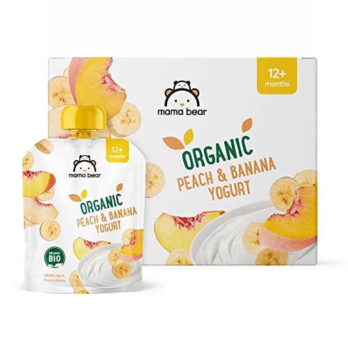 Amazon-Marke: Mama Bear Bio Zubereitung aus Joghurterzeugnis Pfirsich, Banane und Joghurt, Vegetarisch, 90g (6er-Pack) – Bild 5
