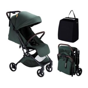 MAMAZING Baby Reise Buggy Kinderwagen für 6M-4 Jahre bis 15 kg,Handgepäck Geeignet Klein zusammenklappbar Buggy Flugzeug mit Einhändig faltbares Design, leicht & kompakt (5,26kg) aus Kohlefaser-Grün