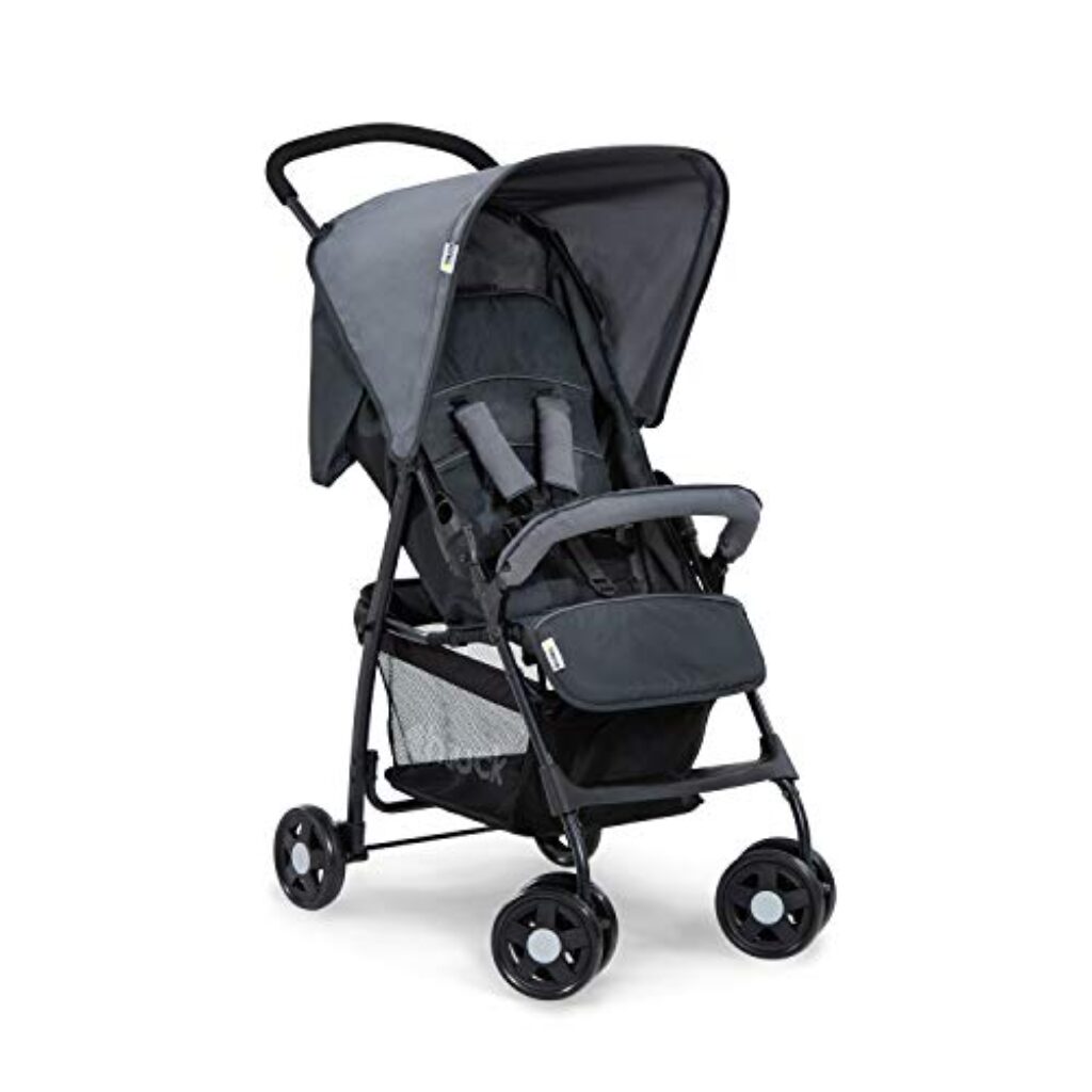 hauck Buggy Sport, Charcoal/Stone – Federleichter Reisebuggy 5,9 kg – mit Liegefunktion für Kinder ab Geburt bis 15 kg – Klein Zusammenklappbar, Großer Einkaufskorb bis 3 kg