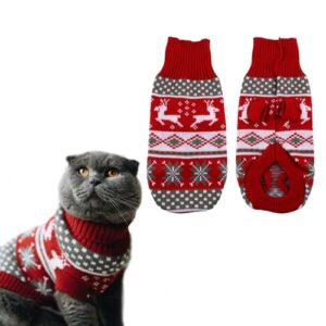XIMEY Katzenpullover, Katzen Weihnachtskostüm, Pullover für Katzen, Hunde Kleine Weihnachtspullover, Weihnachtsoutfit Katze, Christmas Sweater Cat, Weihnachts Katze Kleidung (A, M)