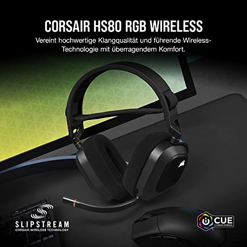Corsair HS80 RGB Wireless Multiplattform-Gaming-Headset - Dolby Atmos - Omnidirektionales Mikrofon - iCUE-Kompatibel - PC, Mac, PS5, PS4 - Carbon – Bild 4