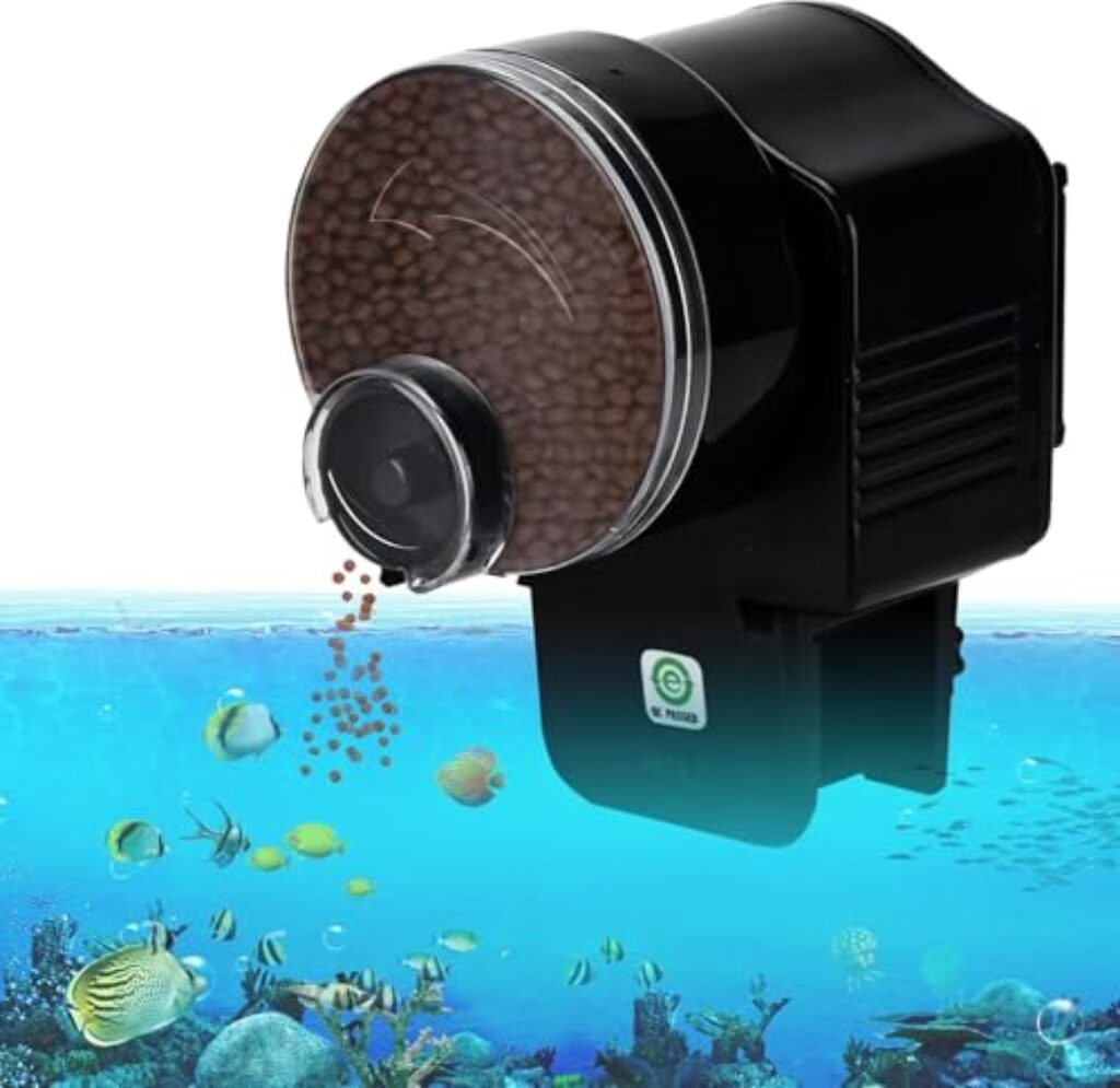Podazz Futterautomat Aquarium Automat Fische Futterspender mit Timer Futterspender, EIN-klick-Einrichtung 12/24H Futtermittel für Schildkröten-Goldfische, Batteriebetrieben(AF-2003D)