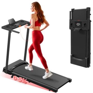 Klappbares Laufband für Zuhause, 5° Neigung, tragbares Laufband, 8 km/h, 2,5 PS Laufunterlage mit Griff, elektrische Laufgeräte für Zuhause mit LED-Display und Getränkehalter