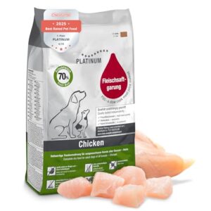 PLATINUM – Hundenahrung Adult Chicken aus Fleischsaftgarung – 5kg Hundefutter trocken nährstoffreich wie Barf – besonders schmackhaftes Hundetrockenfutter für kleine und große Hunde – in DE geprüft
