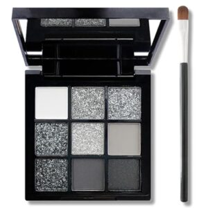 9 Farbe Smokey Lidschatten Palette, Hochpigmentiert Lidschatten Schwarz Dunkel Grau Weiß Eyeshadow Palette Mit Spiegel, Matt Shimmer Weicher Glatter Puder Liedschatenpalete Zu Halloween (02 Smoky)