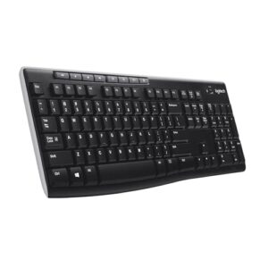 Logitech K270 Kabellose Tastatur für Windows, 2,4 GHz kabellos, Standardgröße, Nummernblock, 8 Sondertasten, 2 Jahre Batterielaufzeit, Kompatibel mit PC, Laptop, Deutsches QWERTZ-Layout – Schwarz