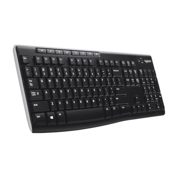 Logitech K270 Kabellose Tastatur für Windows, 2,4 GHz kabellos, Standardgröße, Nummernblock, 8 Sondertasten, 2 Jahre Batterielaufzeit, Kompatibel mit PC, Laptop, Deutsches QWERTZ-Layout – Schwarz