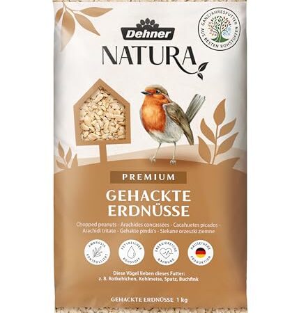 Dehner Natura Premium Wildvogelfutter, gehackte Erdnüsse schalenfrei, Ganzjahresfutter proteinreich / energiereich, hochwertiges Vogelfutter für Wildvögel, 1 kg - Produktbild