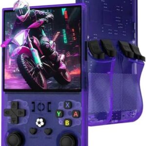 R36MAX Retro Spielkonsole, 4,0 Zoll IPS Bildschirm, 128GB Speicher, 22.000 Spiele Vorinstalliert, 4000mAh Akku, Tragbare Handheld-Konsole für Kinder Violett