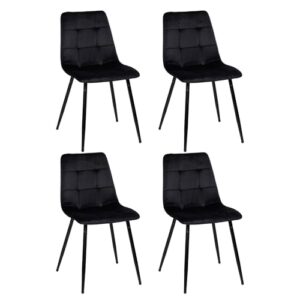 EGGREE Esszimmerstühle 4er Set Samt Esszimmerstuhl Essstühle mit Gepolsterte Moderner Design Küchenstühle, Stühle für Esszimmer Wohnzimmer Schlafzimmer, Metallbeinen Tragkraft 150 kg, Schwarz