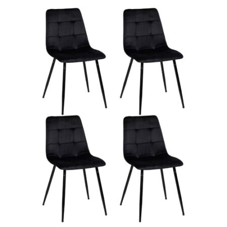 EGGREE Esszimmerstühle 4er Set Samt Esszimmerstuhl Essstühle mit Gepolsterte Moderner Design Küchenstühle, Stühle für Esszimmer Wohnzimmer Schlafzimmer, Metallbeinen Tragkraft 150 kg, Schwarz