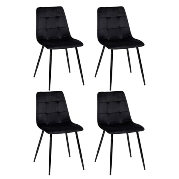 EGGREE Esszimmerstühle 4er Set Samt Esszimmerstuhl Essstühle mit Gepolsterte Moderner Design Küchenstühle, Stühle für Esszimmer Wohnzimmer Schlafzimmer, Metallbeinen Tragkraft 150 kg, Schwarz