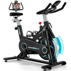 [UPGRADE]Heimtrainer Fahrrad, Wenoker Leises Hometrainer Fahrrad mit APP, Spinning Bike Indoor mit Verstellbarem Widerstand,Tablet-Halter,Fitnessbike Bis 160KG für Kardio-Training Zuhause