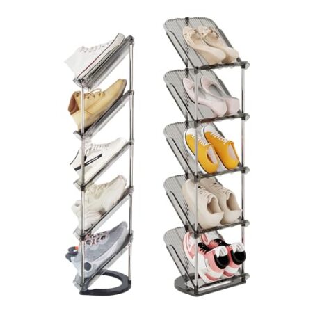 Patinao Schuhregal Schmal mit 5 Ebenen, Platzsparend Schräg Schuhablage, Schuhschrank Schuhaufbewahrung Shoe Rack Schuhbank Schuhe Schrank Schuh Regal Organizer Schuhständer Sch...