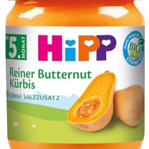 HiPP Bio Butternut-Kürbis (6 x 125g), für Babys ab 5. Monat, ohne Salzzusatz, das Gemüse-Gläschen ideal zum Beikoststart, in bester Bio-Qualität