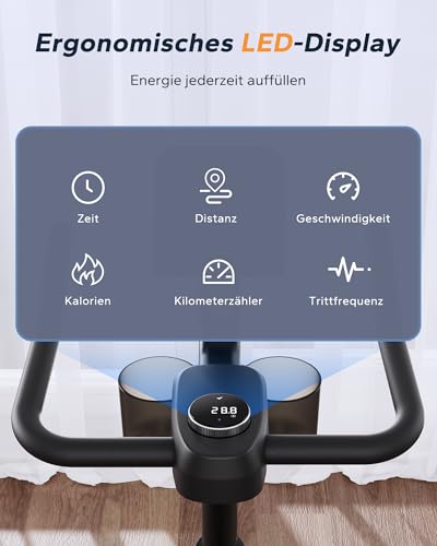 MERACH Heimtrainer Fahrrad mit Verstellbarem Widerstand, Leises Hometrainer Fahrrad mit Verbessertem LED-Monitor, Tablet-Halter, Indoor Cycling Bike für Kardiotraining zu Hause, Eigener App, Bis 136KG – Bild 6