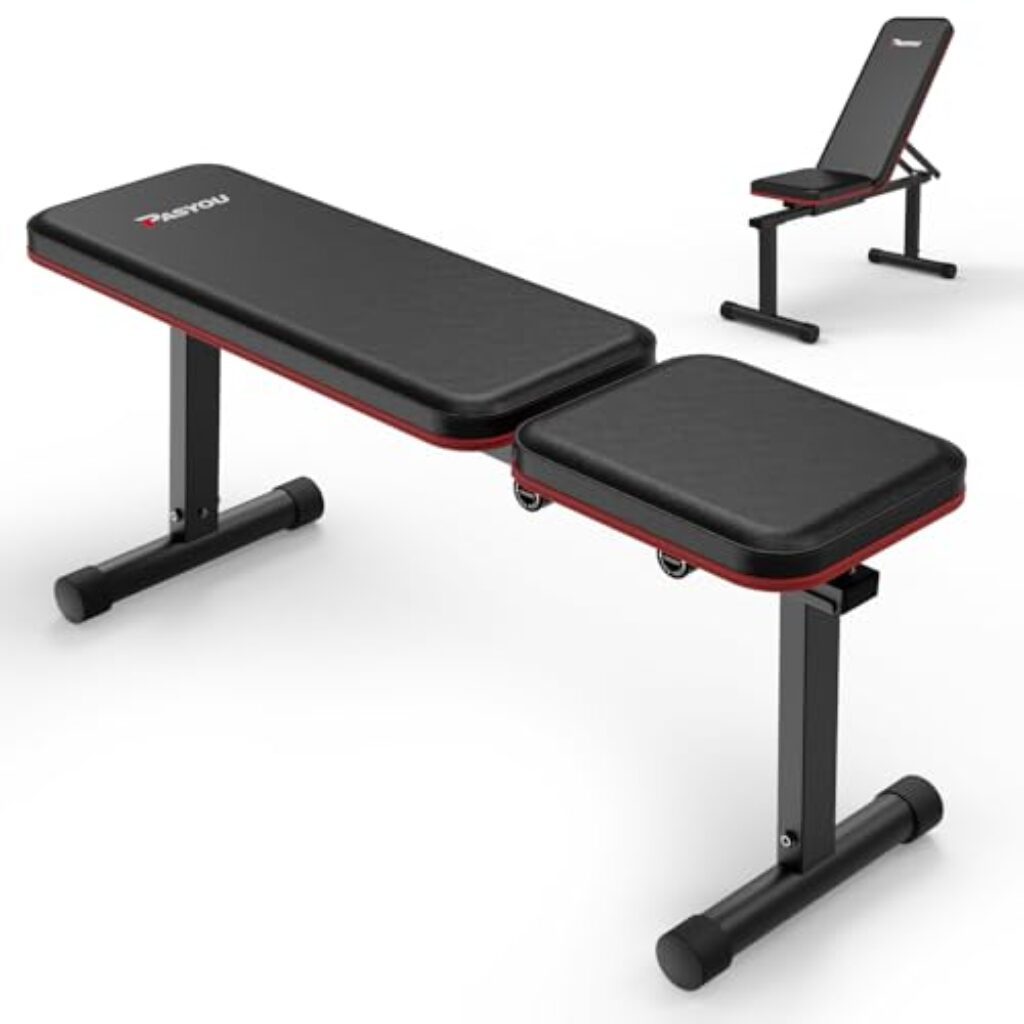 PASYOU Hantelbank Flachbank Verstellebare, 90°Vertikal,Schräg- und Flachbankübungen, 5-Fach Verstellbarer, Krafttrainingsbank für zu Hause oder im Fitnessstudio 300kg Gewichtskapazität
