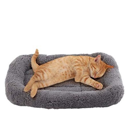 Enjoying Katzenbett Quadrat 38 X 26 cm, Wärme Katzenschlafplatz für Kleinen Hunde Katze Hasen, Sanft Katzenmatte mit Kopfkissen, Katzenkissen für Käfig Transportbox, Anti-Rutsch...