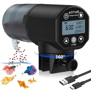 Futterautomat Aquarium Automat Futterspender: USB Wiederaufladbar Fischfutterautomat Automatischer für Aquarium Fischtank – 200ml Schlau Futterfütterung Timer-Spender für Flocke Pellet Urlaub Arbeit