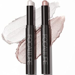 2PC Creme Lidschatten Stick,Heller Lidschattenstift Crayon Set,Matt und Schimmernder Augen Make up Set,Langanhaltendes Wasserfester Lidschatten Makeup Pen Werkzeug. (01 02)