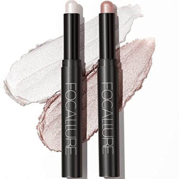 2PC Creme Lidschatten Stick,Heller Lidschattenstift Crayon Set,Matt und Schimmernder Augen Make up Set,Langanhaltendes Wasserfester Lidschatten Makeup Pen Werkzeug. (01 02)