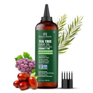 Botanic Hearth Haaröl für Haarwachstum | Stärkende Pflege für trockenes, krauses und strapaziertes Haar und die Kopfhaut | Für alle Haartypen | Teebaumöl – 200 ml