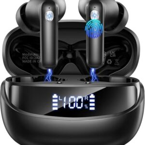 Bluetooth Kopfhörer, 2026 Kopfhörer Kabellos Bluetooth 5.4 HiFi Stereo, 50 Std Spielzeit In Ear Kopfhörer mit 6 ENC Noise Cancelling Mics, Ohrhörer mit LED-Anzeige, IP7 Wasserdicht Kabellose Kopfhörer