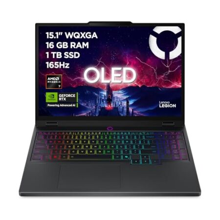 Lenovo Legion 5 Gaming AI Laptop | 15.1" WQXGA 165 Hz OLED Display | NVIDIA GeForce RTX 5060 | AMD Ryzen AI 7 350 | 16GB RAM | 1TB SSD | Win11 | QWERTZ | Eclipse Black | 3 Monate GamePass