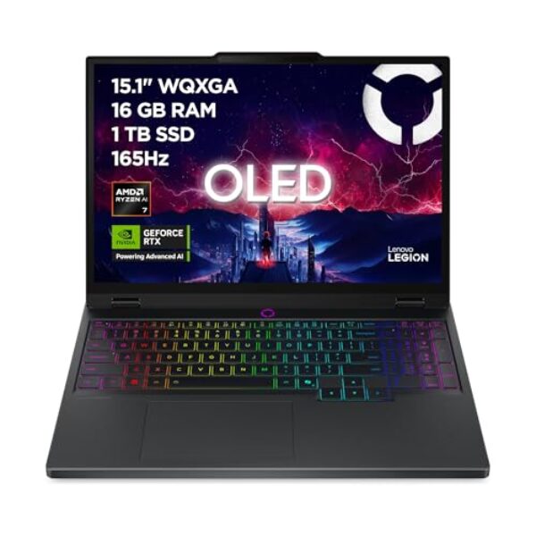 Lenovo Legion 5 Gaming AI Laptop | 15.1″ WQXGA 165 Hz OLED Display | NVIDIA GeForce RTX 5060 | AMD Ryzen AI 7 350 | 16GB RAM | 1TB SSD | Win11 | QWERTZ | Eclipse Black | 3 Monate GamePass