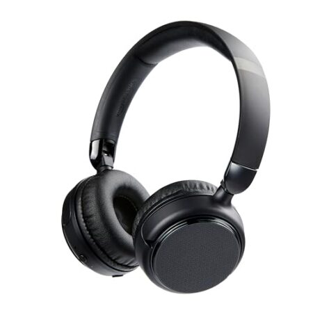 Amazon Basics Kabellose Bluetooth Ohraufliegend Kopfhörer, 35 Stunden Spielzeit, Einheitsgröße, Schwarz