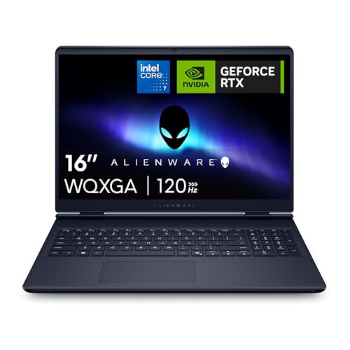 Alienware 16 Aurora Gaming Laptop AC16250 16" WQXGA 120Hz 100% sRGB Display, Intel Core 7 240H Series 2, NVIDIA GeForce RTX 5060, 16GB RAM, 1TB SSD, Windows 11 Home, Weiß beleuchtete QWERTZ-Tastatur