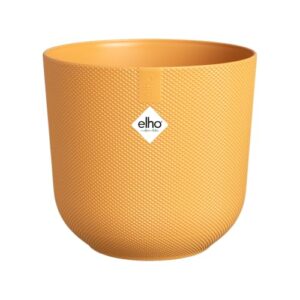 elho Jazz Round 14 cm blumentopf – Kleiner Pflanzentopf für den Innenbereich – 100% recycelter Kunststoff – Einzigartige Struktur – Ø 14.2 x H 13.1 cm – Gelb/Amber Gelb
