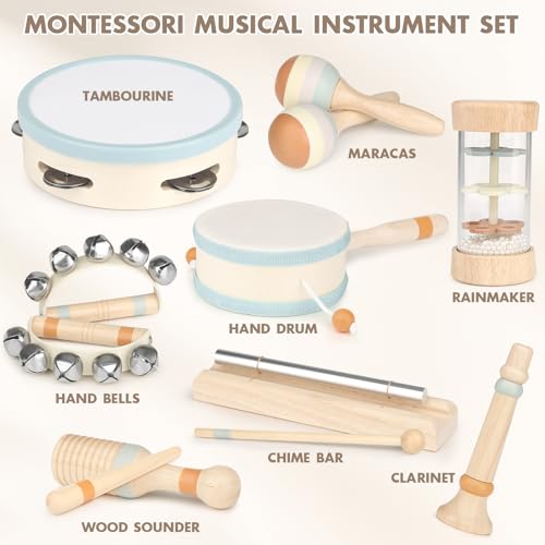 Musikinstrumente für Kinder Kinderspielzeug ab 2 Jahre Holzspielzeug Baby Schlagzeug Kinder Trommel Percussion Instrumente Musikinstrumente Baby Montessori Spielzeug ab 3 Jahre – Bild 5