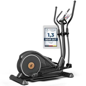 Sportstech Crosstrainer für Zuhause, extrem leise, mit 32 Widerstandsstufen, 15 kg Schwungrad, LCD-Display mit Tablethalterung, bis 120 kg, Bluetooth, App und Pulssensor, Transporträder, CX625