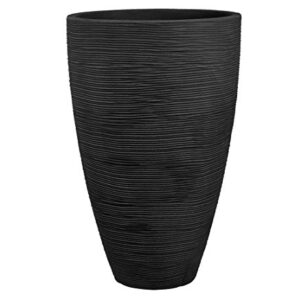 Dehner Pflanzvase Vino | Übertopf, Pflanzgefäß | für Topfpflanzen | modern, rund, formstabil, robust | Riffelstruktur | Indoor, Outdoor | Kunststoff | anthrazit | Ø 40 cm, Höhe 60 cm