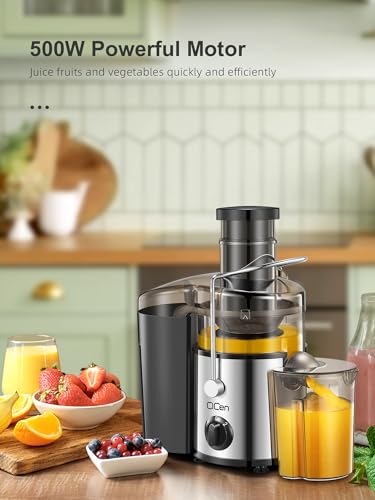 QCen Entsafter, Zentrifugal-Entsafter mit 3-Zoll-Einfüllschacht, leicht zu reinigen, Edelstahl, BPA-frei, ideal für Obst und Gemüse (transparent, 500W) – Bild 6