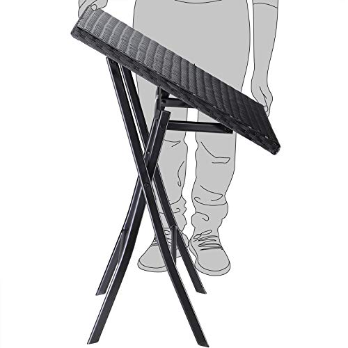 Casaria® Polyrattan Balkonmöbel 3 TLG. Klappbar Platzsparend 2 Personen Wetterfest Balkon Terrasse Bistro Garten Möbel Sitzgruppe Essgruppe Garnitur Set – Bild 5