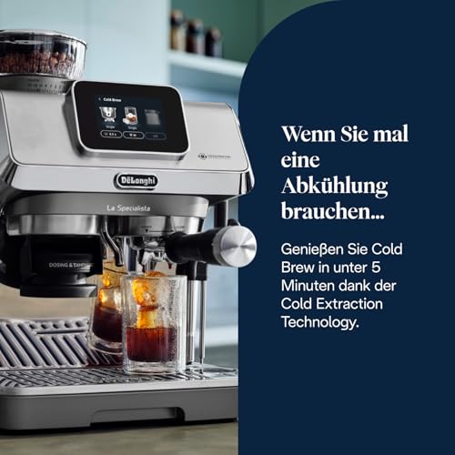 De’Longhi La Specialista Touch - Perfetto Siebträgermaschine Espressomaschine mit Mahlwerk, 10 Getränke, Cold Brew, automatische und manuelle Milchaufschäumung, Touchscreen, Metall (EC9455.M) – Bild 6