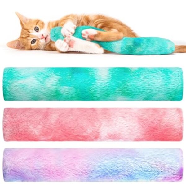 OSDUE 3Pcs Katzenminze Katzenspielzeug, Katzen Spielzeug Set, Katzenkissen mit Bio-Katzenminze, Plüsch Schmusekissen, Weiches Flauschiges Haustier beruhigendes Spielzeug